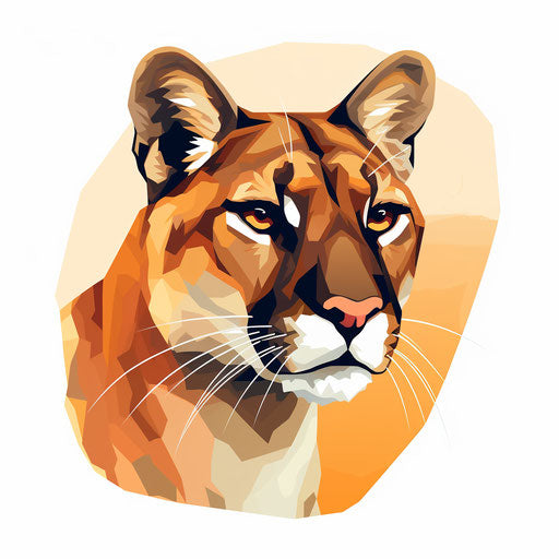 Minimalist style artwork of cougar on white background