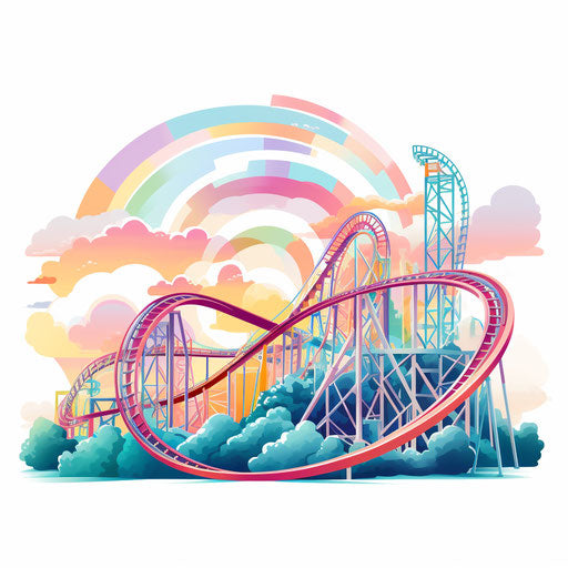 Roller coaster illustration in the style of Pastel Colors Art