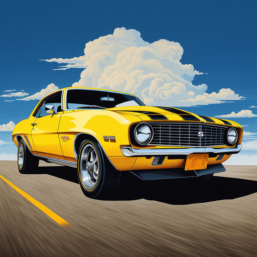 Bright yellow classic car