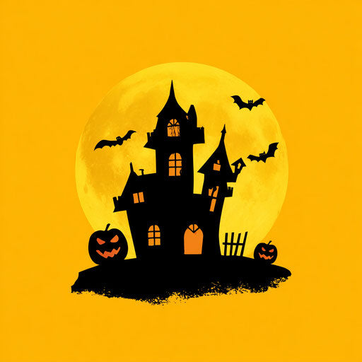 Haunted House Beneath a Spooky Full Moon