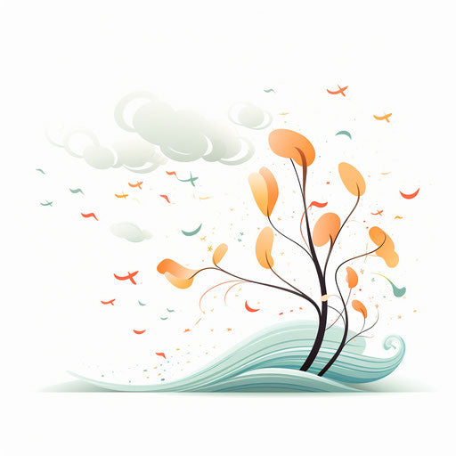 Minimalist style wind illustration on white background