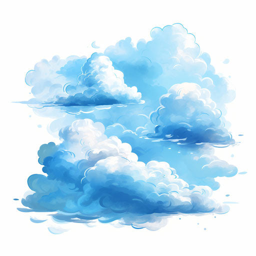 Clouds in Impressionistic Art style, on white background