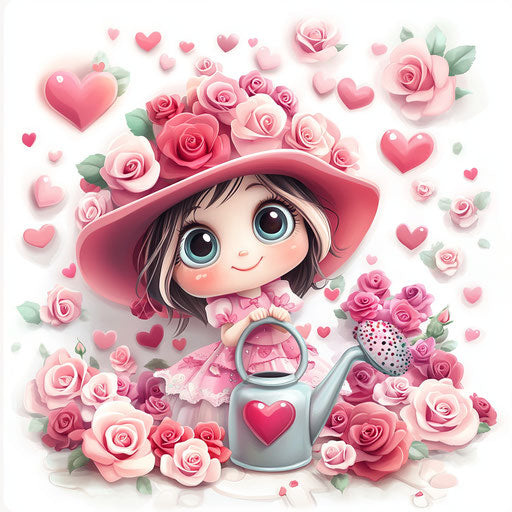 3D vector cute Valentine's Day clipart with pink and red roses