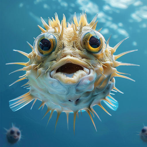 Puffer fish portrait in the open ocean