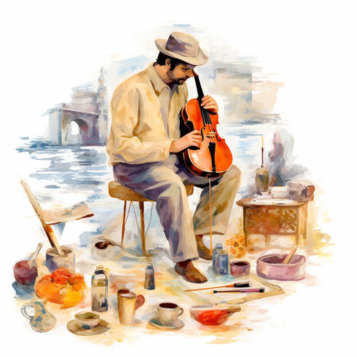 Hobbies clipart in the style of Impressionistic Art, on a white background