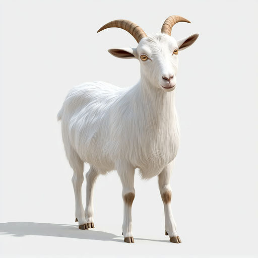 Realistic 3D goat on white background, isolated clipart