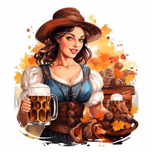 Oktoberfest clipart in the style of Chiaroscuro Art, on a white background