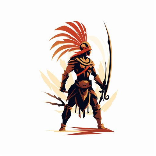 Warrior in the style of Minimalist, on white background