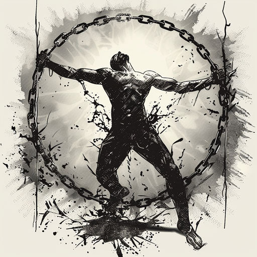 Vitruvian Man Breaking Chains