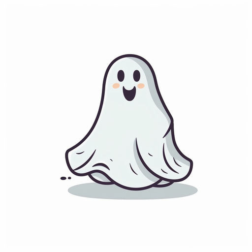 Cute ghost illustration in minimalist style, on white background