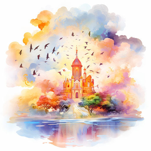 Heaven clipart in Impressionistic Art style on white background