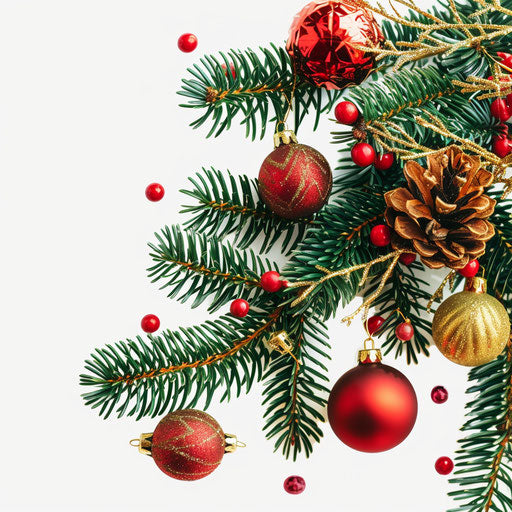 Christmas clipart pictures in photo realistic style with flat white background