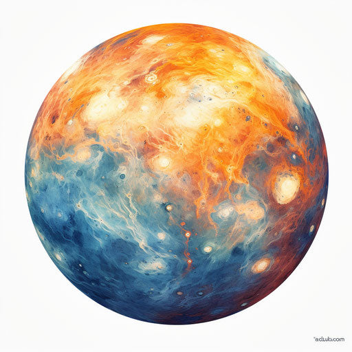 Mercury clipart in the style of Impressionistic Art, on a white background