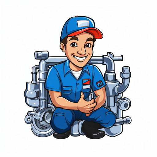 Plumber in minimalist style on white background