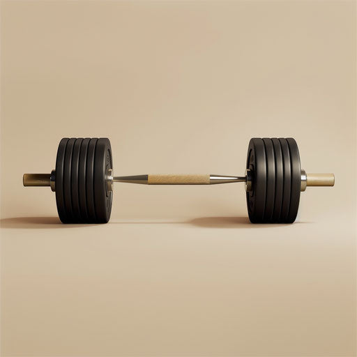 Elegant barbell on flat cream background