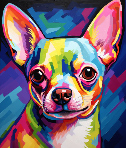 Colorful dog in caricature style with heavy outlines