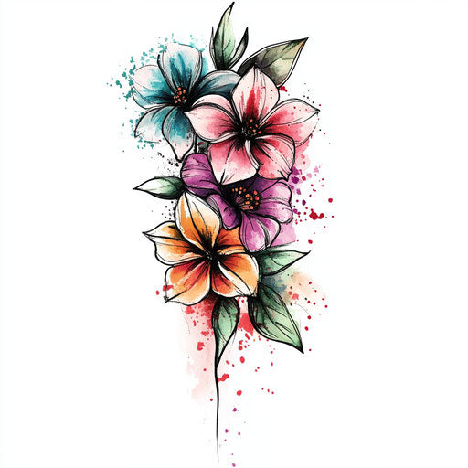 Flat tattoo wrist designs with watercolor splashes in pastel tones