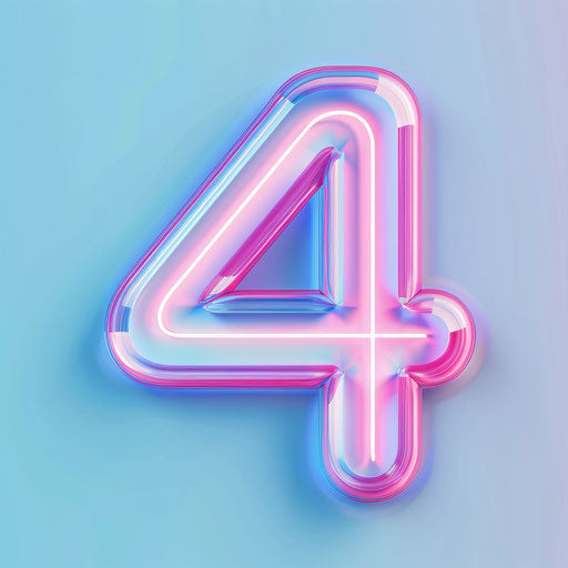 Realistic illustration of number 4 on light blue background