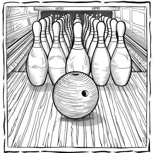 Bowling ball hitting pins illustration