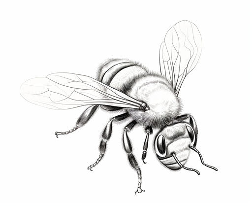 Traditional black and white drawing of an insect