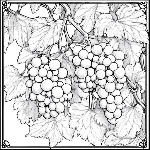 Fantasy grapes with mythical elements in the style of Mamoru Hosoda