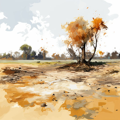 Ground illustration in the style of oil painting, on white background
