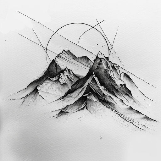 Minimalist single needle mountain landscape tattoo sketch