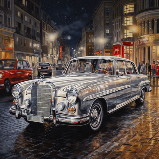 Classic silver Mercedes Benz
