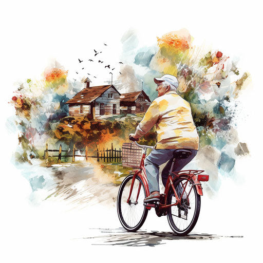 Retirement clipart in the style of Impressionistic Art, on a white background