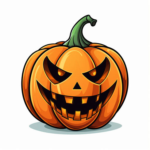 Carved pumpkin in minimalist style on white background