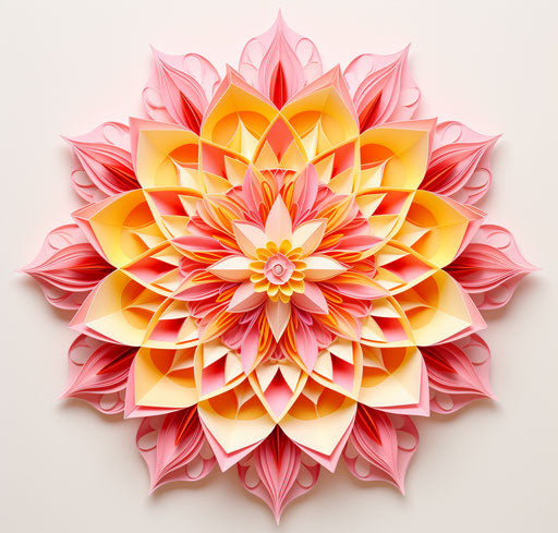 Decorative origami mandala, color blends, hand-painted details