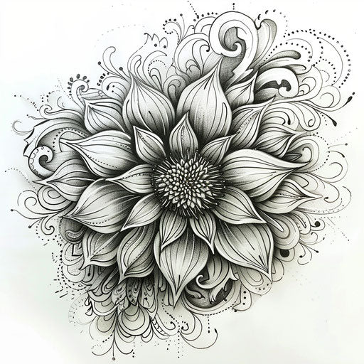 Henna style tattoo sketch of an aster flower