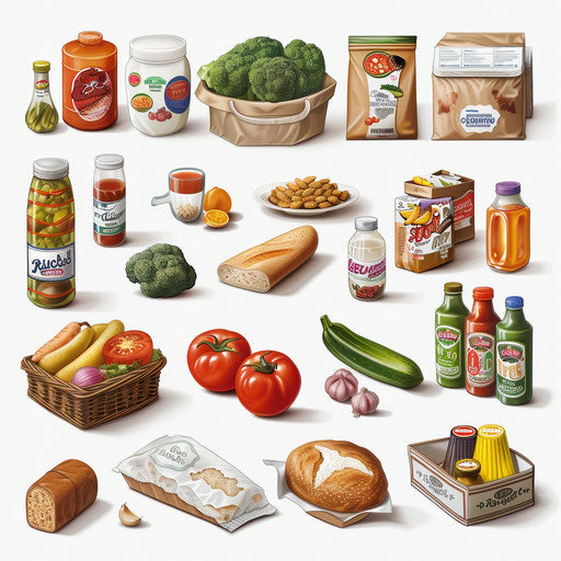 Realistic grocery clipart on white background