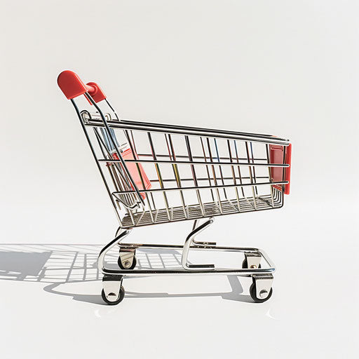 Realistic shopping cart icon on flat white background