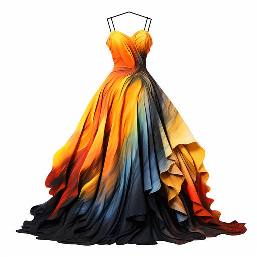 Illustration of dress in the style of Oil painting, on white background