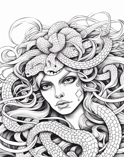 Medusa with Snakes Coloring Page for Kids