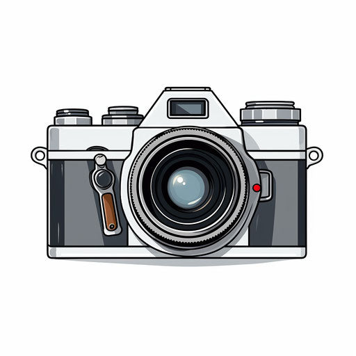 Minimalist camera illustration on white background