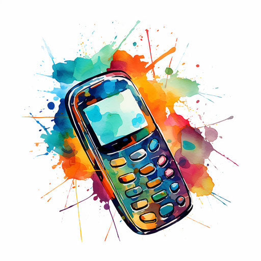 Impressionistic art of cell phone on white background