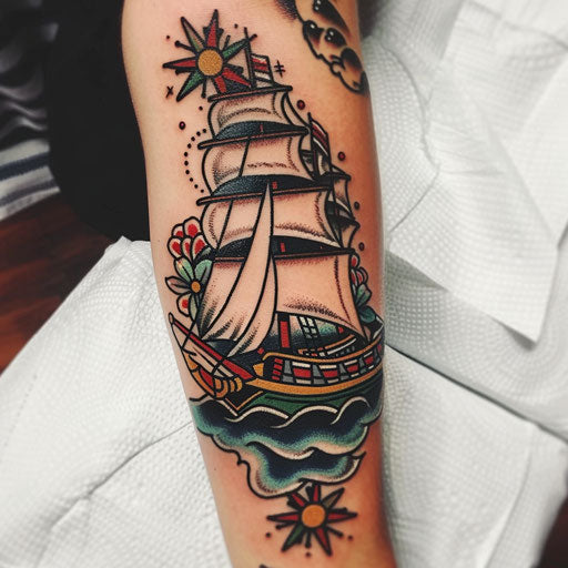 Brother tattoos with nautical themes, Sailor Jerry style