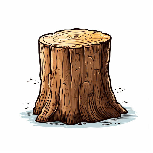 Minimalist style tree trunk illustration, on a white background