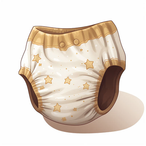 Diaper illustration in the style of Chiaroscuro Art, on white background
