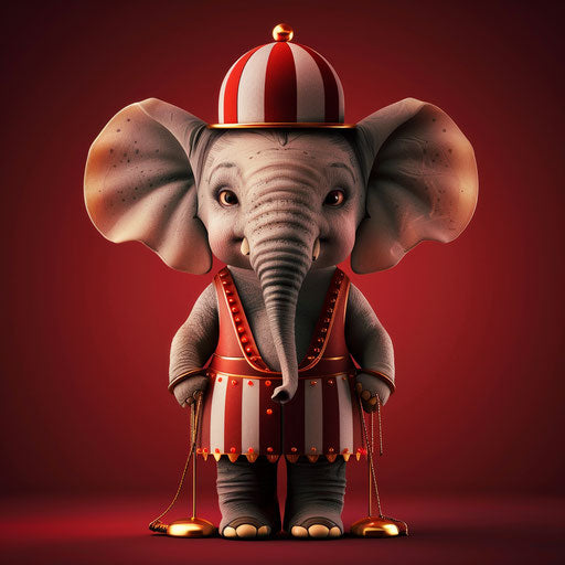 Photo realistic circus clipart on deep burgundy background
