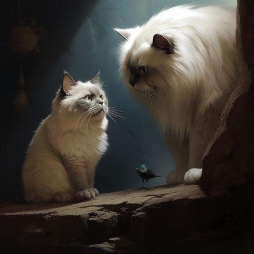 Birman gazing at mouse
