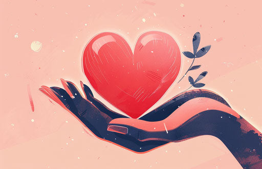 Red heart held by hand in cute princess style