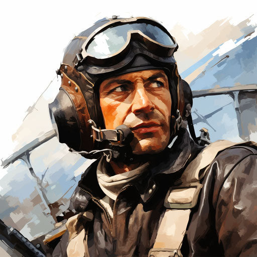 Pilot illustration in the style of oil painting, on a white background