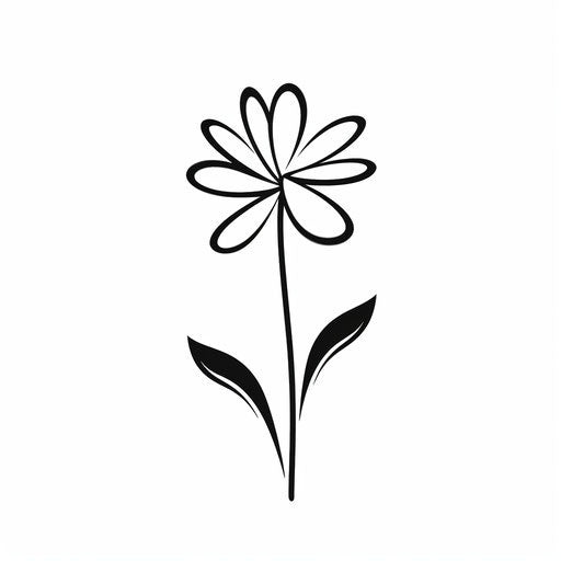 Outline of flower clipart in Minimalist style, on white background