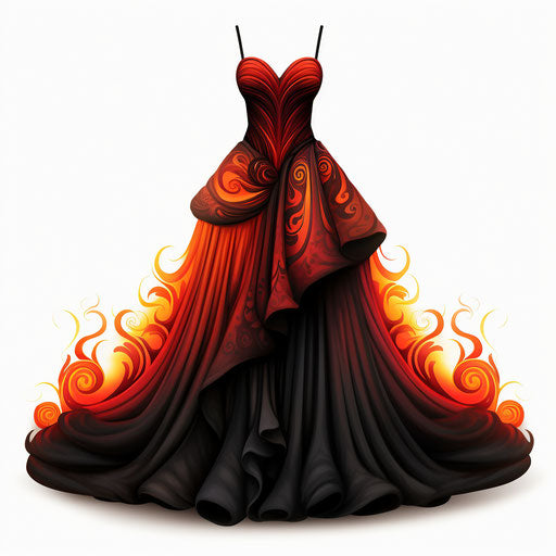 Dress illustration in the style of Chiaroscuro Art, on white background