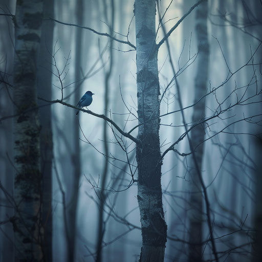 The bluebird in an ethereal forest in the style of Vincent Munier