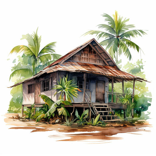 House clipart in the style of Oil painting