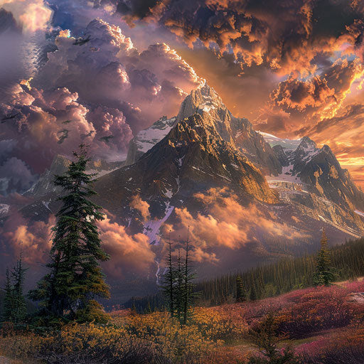 Cascade Mountain with dramatic clouds and rich hues